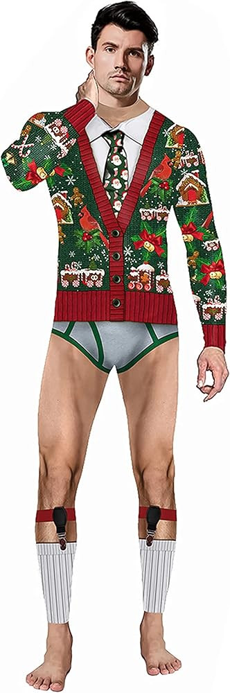 Panegy Women's Ugly Christmas Bodysuit Romper Zipper Long Sleeve Jumpsuit Outfit Realistic Novelt... | Amazon (US)