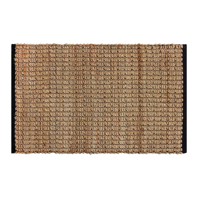 allen + roth 2 x 3 (ft) Loomed Jute Natural black Rectangular Indoor Stripe Throw rug | Lowe's