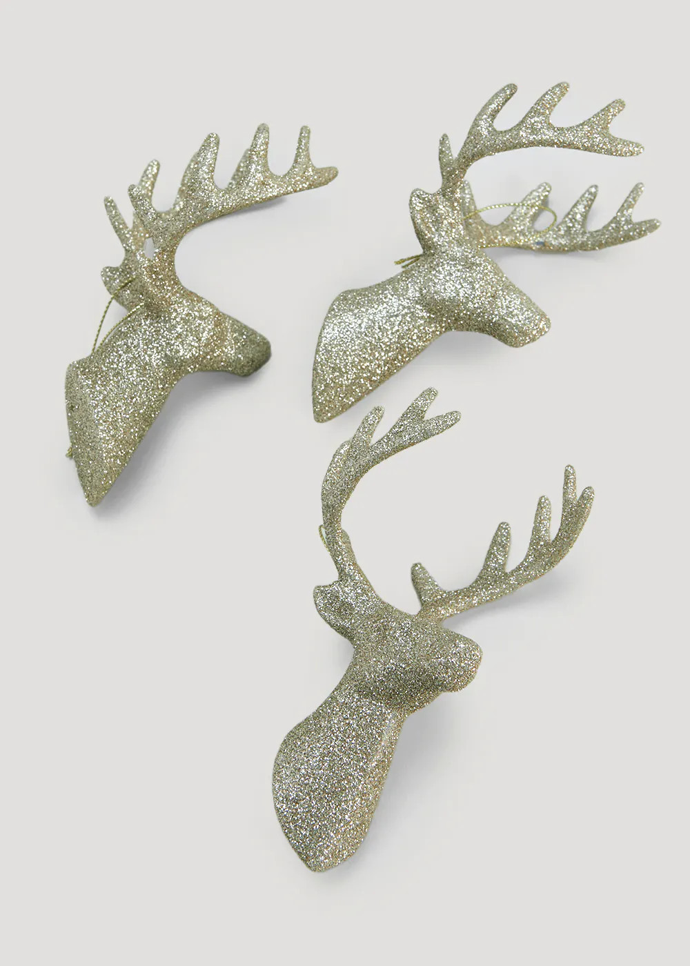 3 Pack Woodland Stag Christmas Tree Decorations (13cm x 10cm x 8cm) – Gold | Matalan (UK)