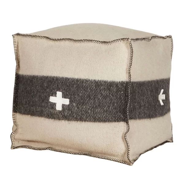 Swiss Army Wool Upholstered Pouf with Decorative Stitching | Wayfair North America