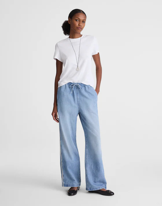 Pull-On Track Pants in Airy Denim | Madewell