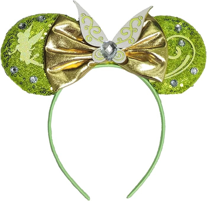 Bow Ear Headbands for Women, Sequin Tinker Bell Mouse Ear Headbands for Adult | Amazon (US)