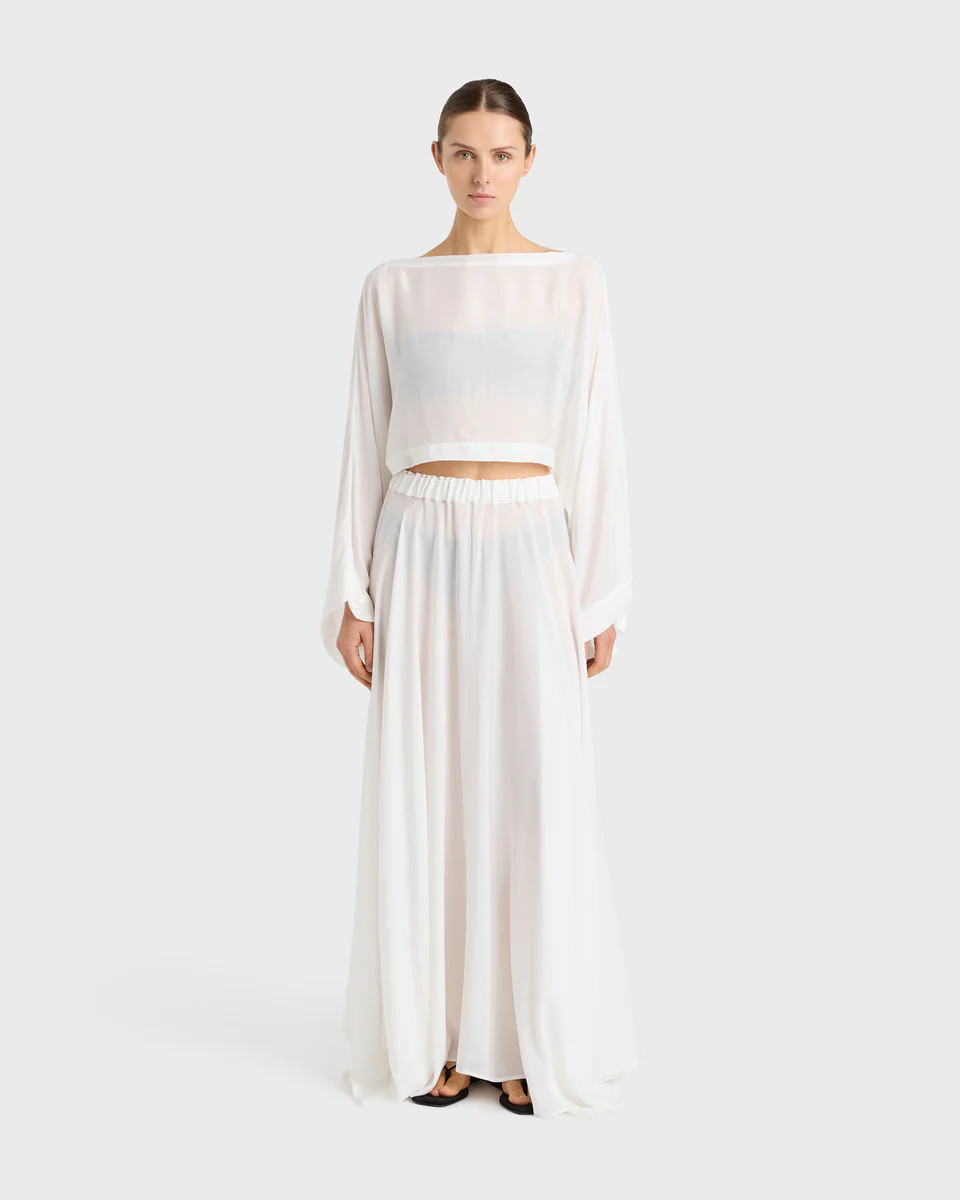 BONDI BORN® | Cremona Kimono Top in White | Luxury Resortwear | BONDI BORN