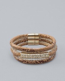 Pavé Snakeskin-Embossed Magnetic Bracelet | White House Black Market