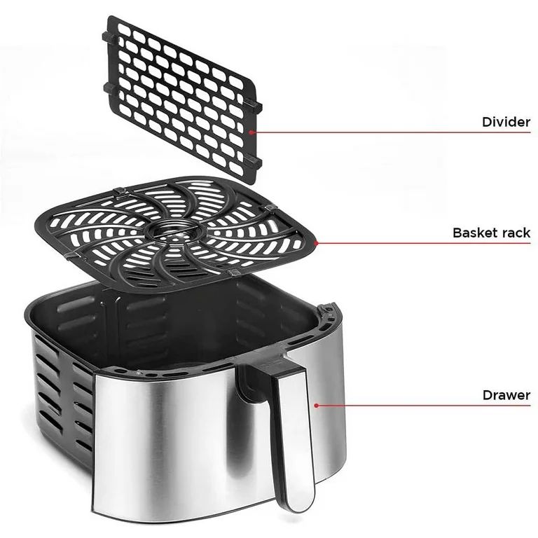 Chefman Turbo Fry Stainless Steel Air Fryer with Basket Divider, 8 Quart | Walmart (US)