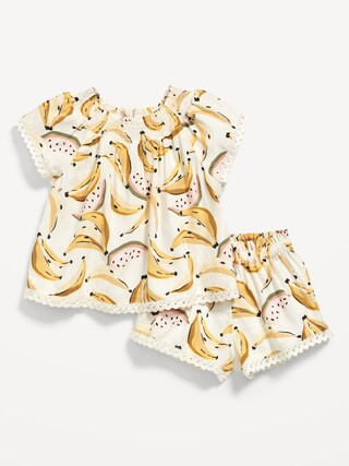 Flutter-Sleeve Scallop-Trim Top and Shorts Set for Baby | Old Navy (US)