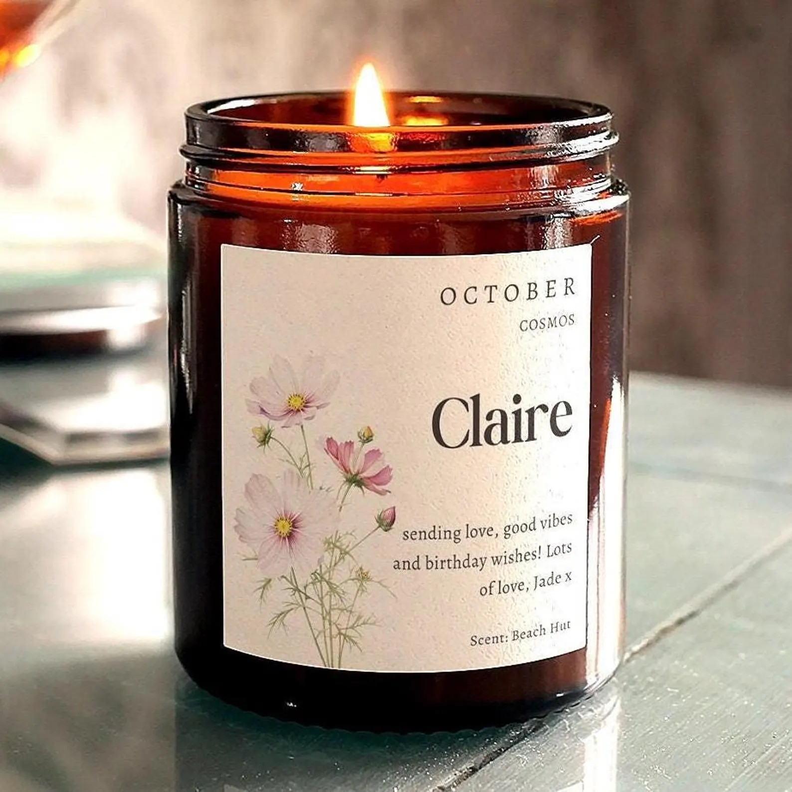 Birth Flower Gift Candle, Personalised Birthday Gift for Friend, Birthday Gift for Her, Includes ... | Etsy (US)