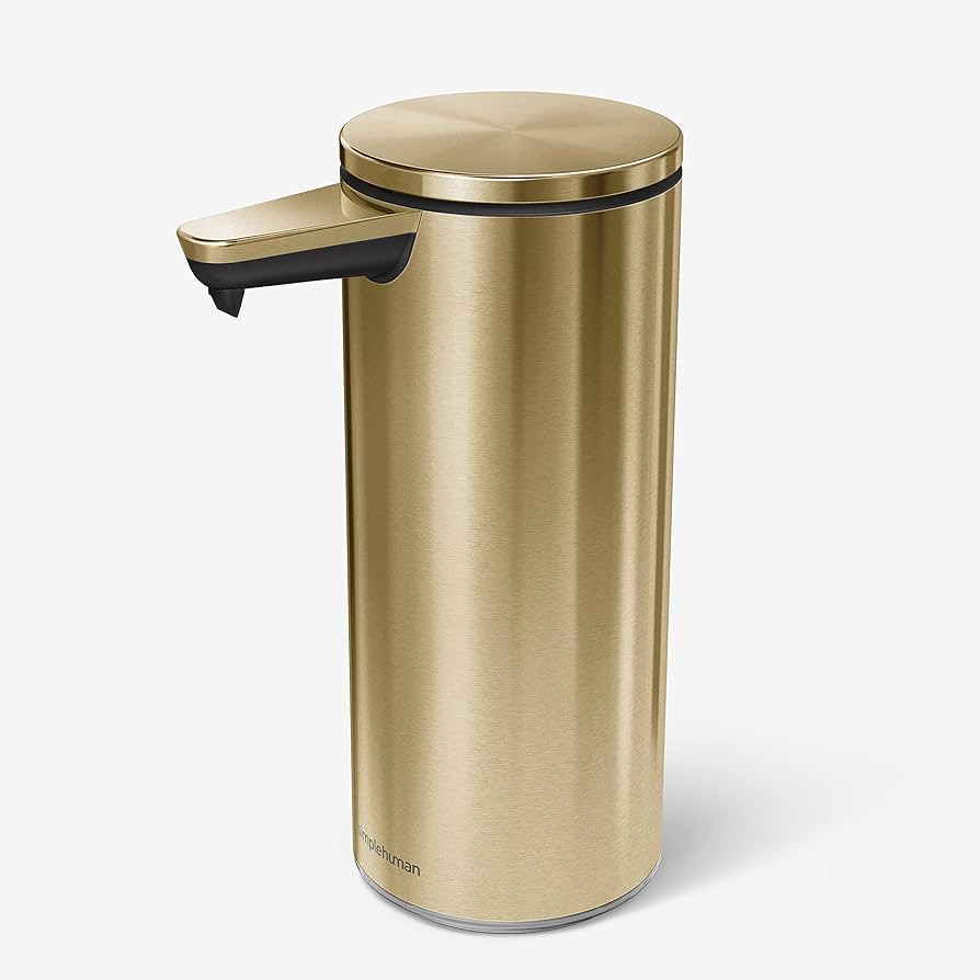 simplehuman 9 oz. Touch-Free Rechargeable Sensor Liquid Soap Pump Dispenser, Brass w/ Black Trim | Amazon (US)