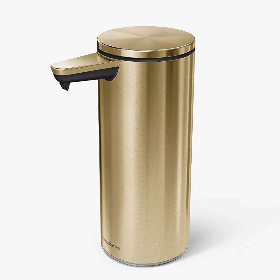 simplehuman 9 oz. Touch-Free Rechargeable Sensor Liquid Soap Pump Dispenser, Brass w/ Black Trim | Amazon (US)