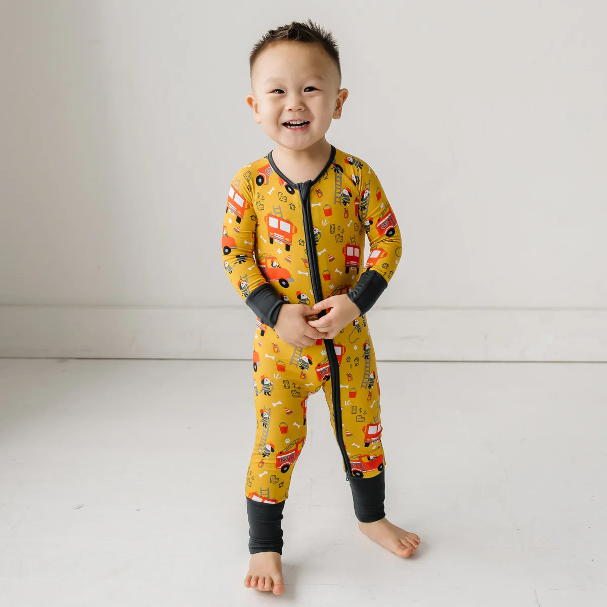 Fire Truck Pups Bamboo Viscose Zippy | Little Sleepies