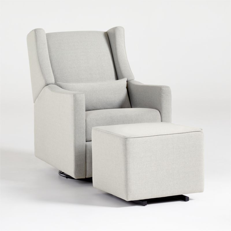 Babyletto Kiwi Grey Power Recliner & Swivel Glider in Eco- Twill Performance Fabric | Crate and B... | Crate & Barrel