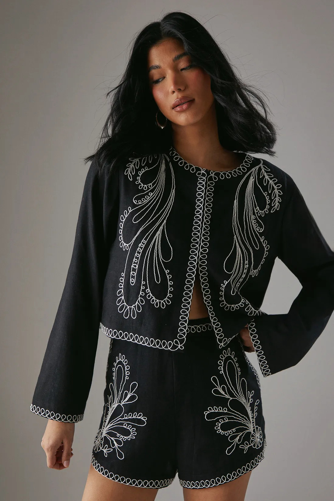 Jackets & Coats | HCD Premium Placement Embroidered Edge To Edge Jacket | Warehouse | Debenhams UK