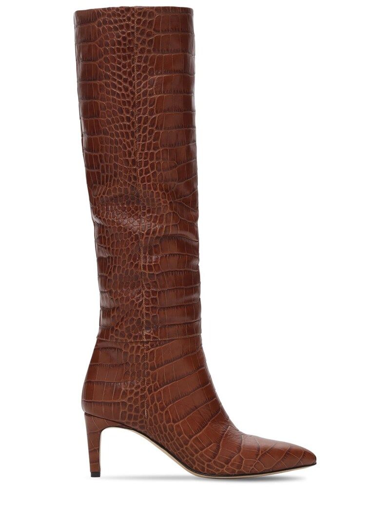 Paris Texas - 60mm croc embossed leather tall boots - Brown | Luisaviaroma | Luisaviaroma