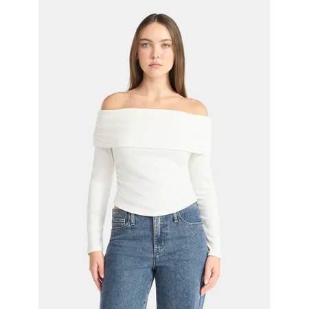 No Boundaries Off The Shoulder Top with Long Sleeves, Women’s | Walmart (US)
