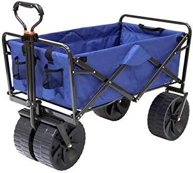 Mac Sports Heavy Duty Collapsible Folding All Terrain Utility Beach Wagon Cart, Blue/Black | Amazon (US)