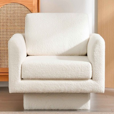 NicBex Boucle Upholstered Swivel Accent Chair with Curved Armrest Design,Modern Barrel Chair for Bedroom,Reading Room,Cream | Target