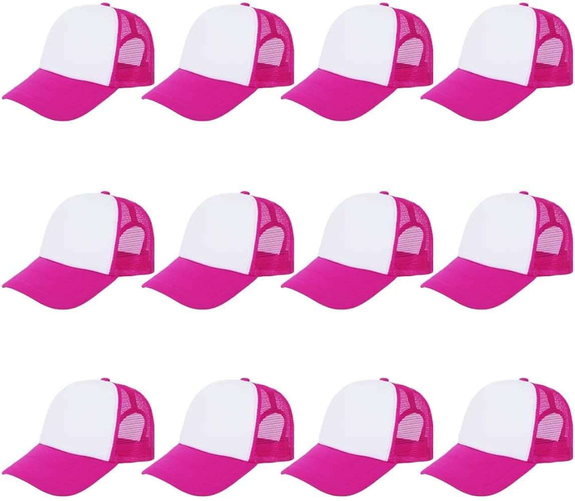 ZH 12 Pcs Sublimation Trucker Hats Blank Mesh Baseball Cap Polyester Bulk Mesh Trucker Hat for Me... | Amazon (US)