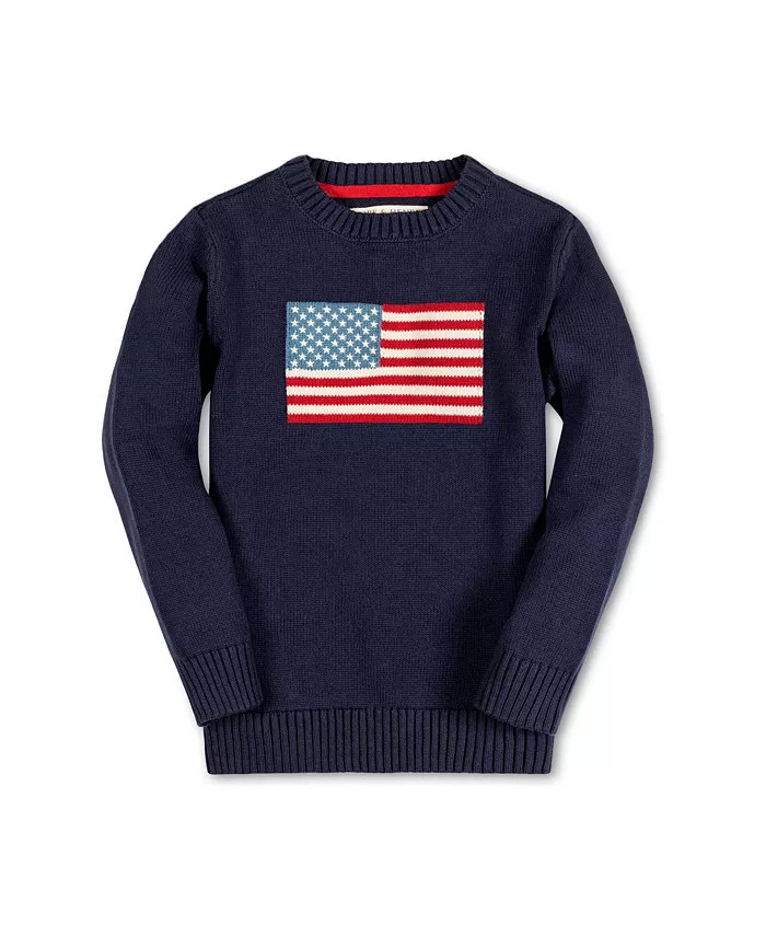 Hope & Henry Boys' Long Sleeve Flag Intarsia Crew Neck Pullover Sweater, Kids - Macy's | Macys (US)