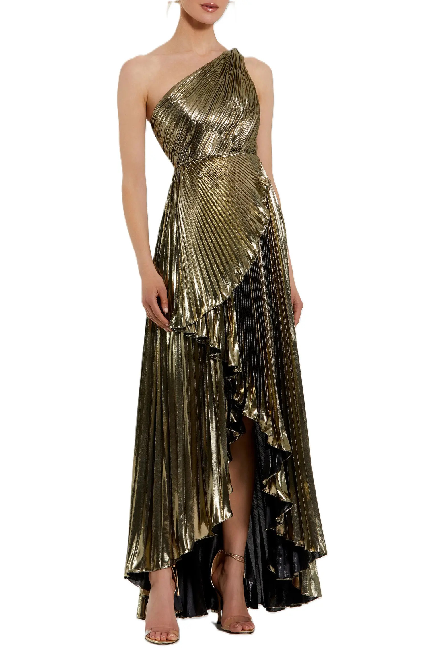 Pleated Metallic One Shoulder High Low Gown (Women) | Nordstrom | Nordstrom