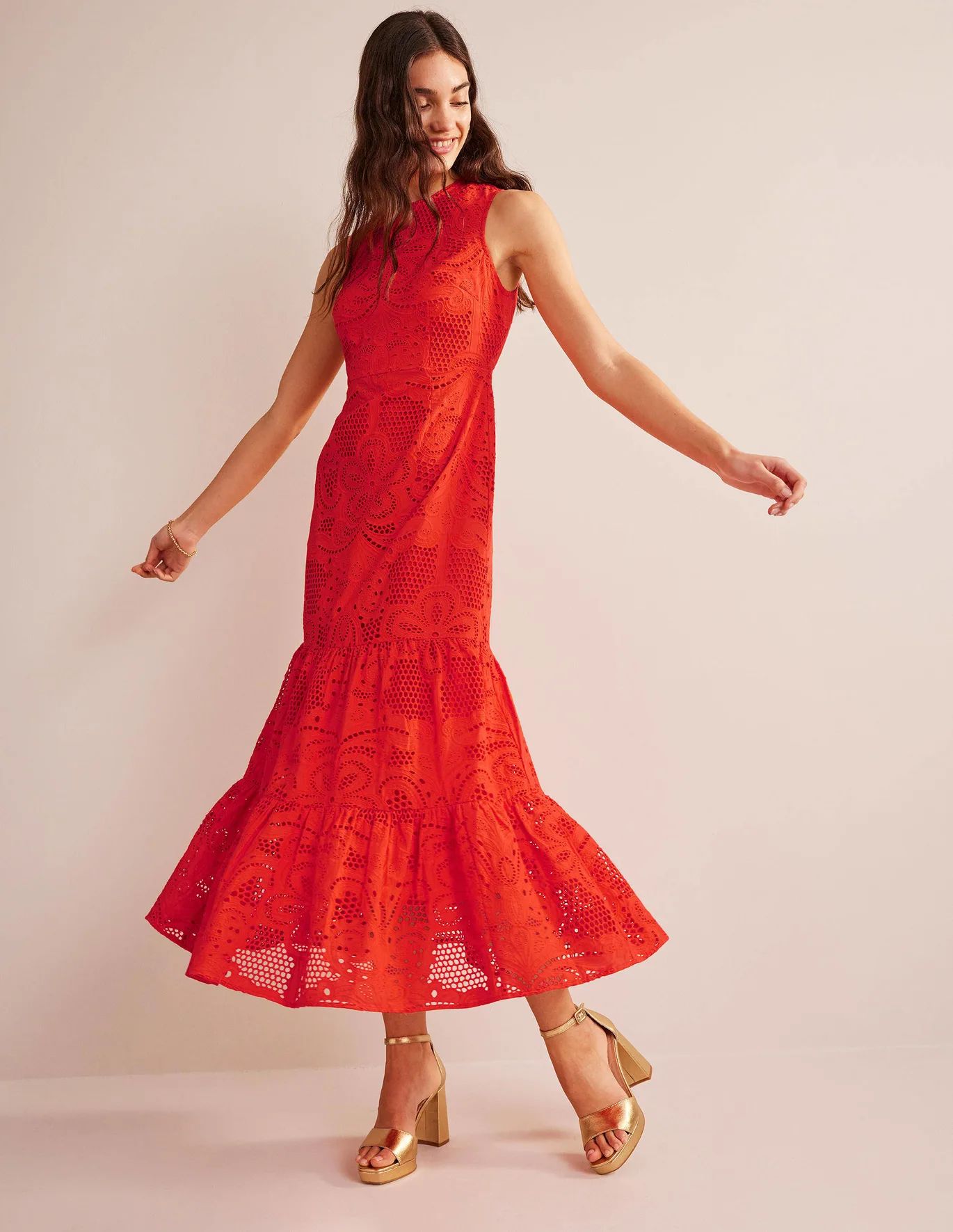 Broderie Tiered Maxi Dress | Boden (US)