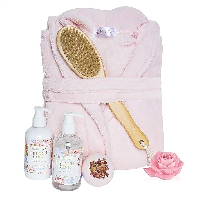 Ellen Tracy Five Piece Robe and Back Brush Collection, Mother's Day Gift for Women (French Rose) | Amazon (US)