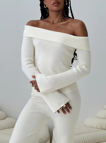 Sina Off The Shoulder Top Cream | Princess Polly US