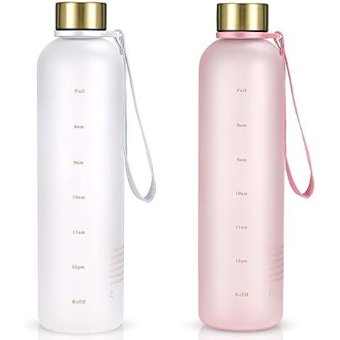 Healthywish - Time Marked Cute Water Bottles For Women And Men, BPA Free Frosted & Aesthetic Wate... | Amazon (US)