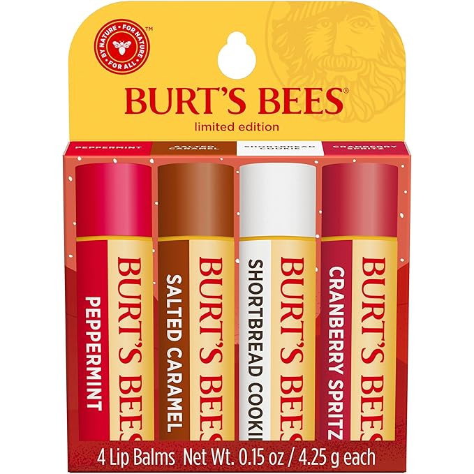 Burt's Bees Christmas Gifts, 4 Lip Balms Stocking Stuffers Products, Festive Fix Set - Peppermint... | Amazon (US)