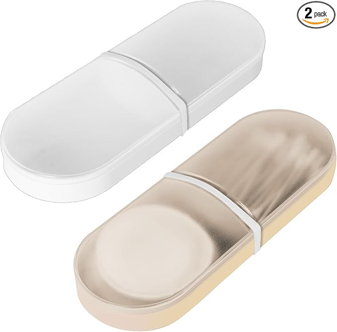 Amazon.com: Adorila 2-Pack Travel Cotton Swab & Round Holder, 2-Compartment Organizer with Silico... | Amazon (US)