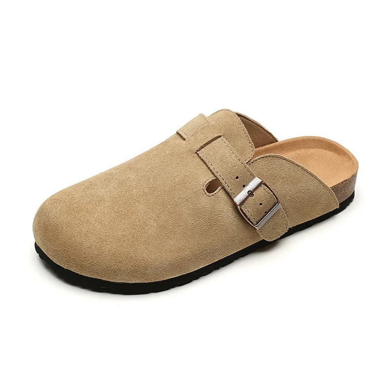 YOURDIARY Women's Classic Suede Leather Clogs Leather Mules Slippers Soft Shoes Slip-on Sandals | Walmart (US)
