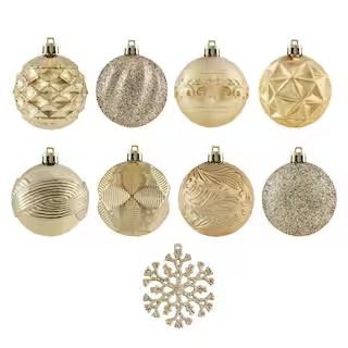 Home Accents Holiday 101 Count Gold Shatterproof Ornaments C-16068A - The Home Depot | The Home Depot