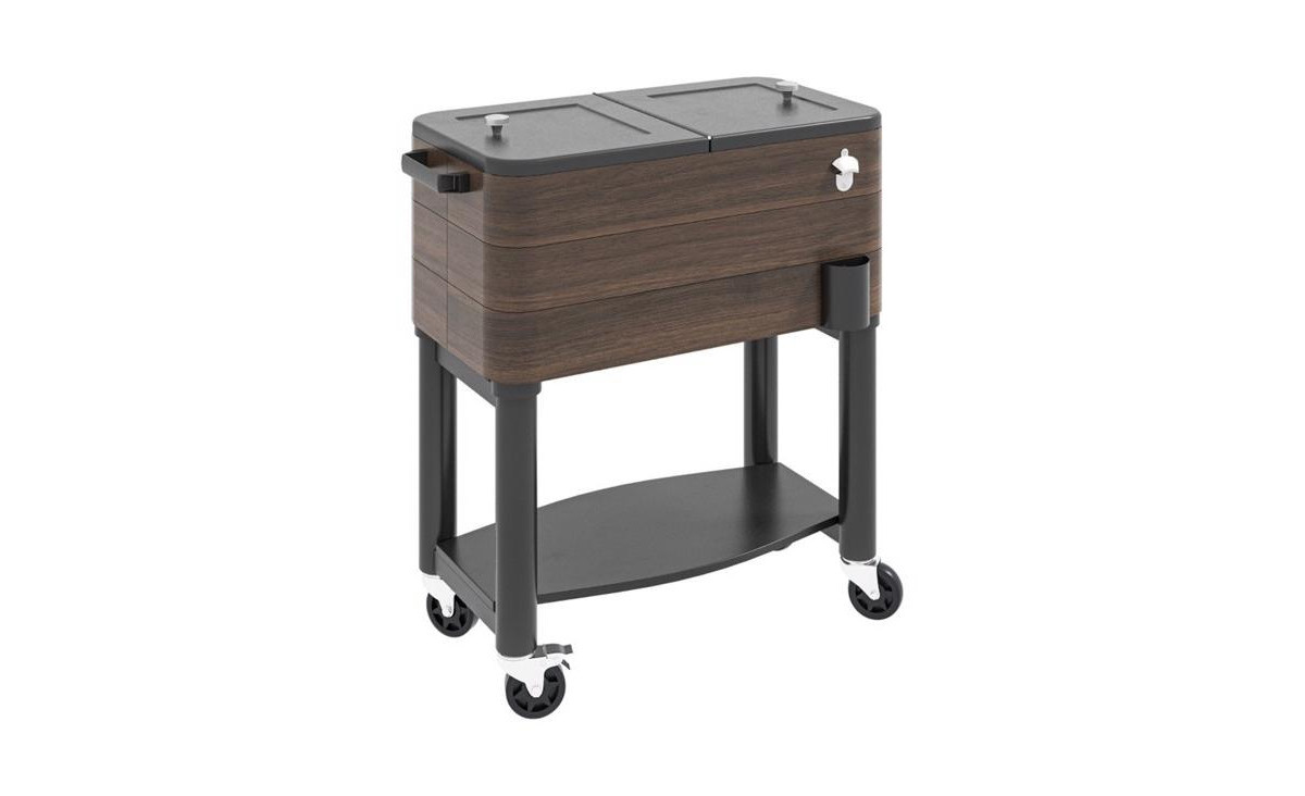 Slickblue Outdoor Party Cooler Cart – Mobile Beverage Station for Backyard Gatherings - Brown | Macy's