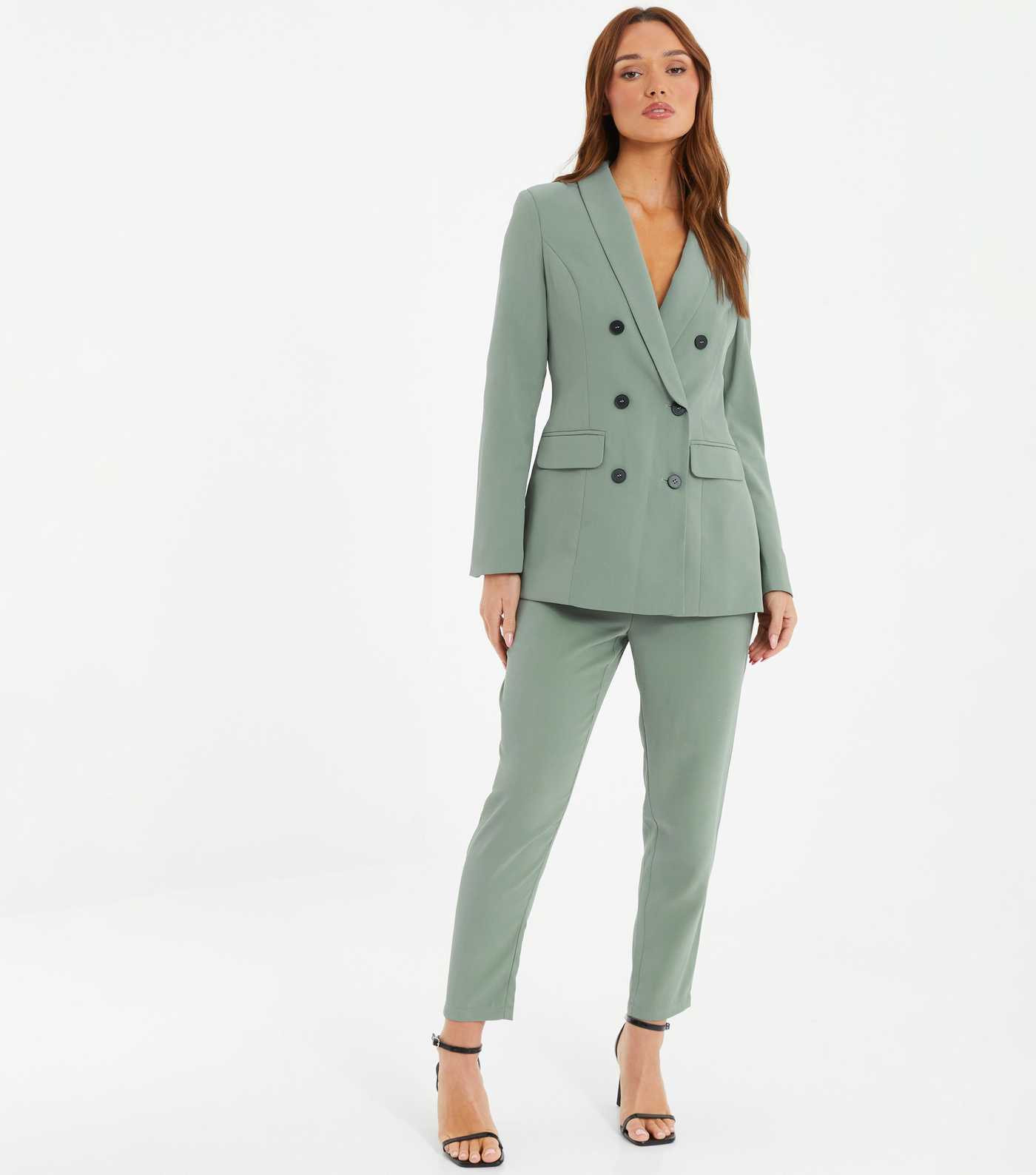 QUIZ Light Green High Waist Tailored Trousers | New Look | New Look (UK)