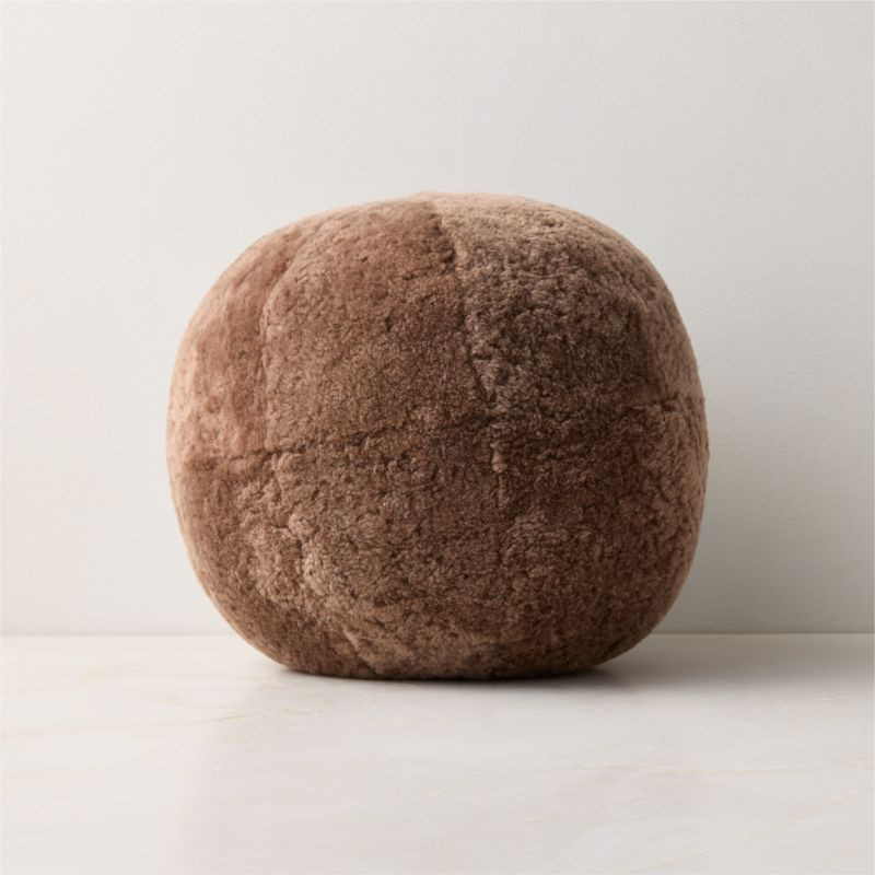 Terre Light Brown Sheepskin Sphere Throw Pillow 12" + Reviews | CB2 | CB2