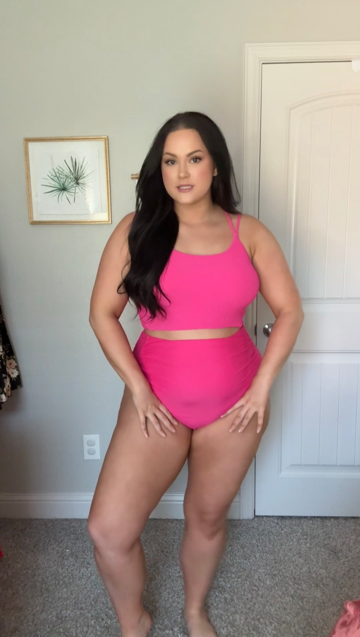 Super cute ribbed bikini top with adjustable straps & cutout on back. Wearing size XL! Wearing size XXL in the high rise pink bikini bottoms 💖🌸

#LTKSwim #LTKStyleTip #LTKMidsize