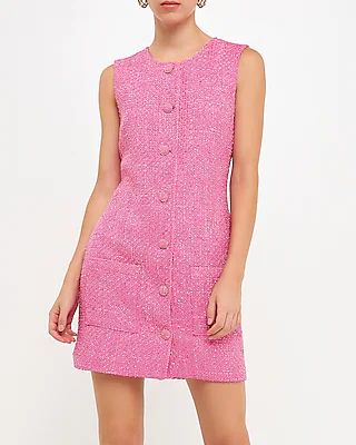 Endless Rose Tweed Sleeveless Shift Dress | Express