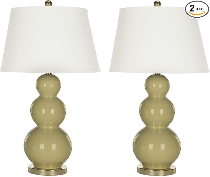 SAFAVIEH Lighting Collection Pamela Modern Contemporary Taupe Triple Gourd Ceramic 27-inch Bedroo... | Amazon (US)