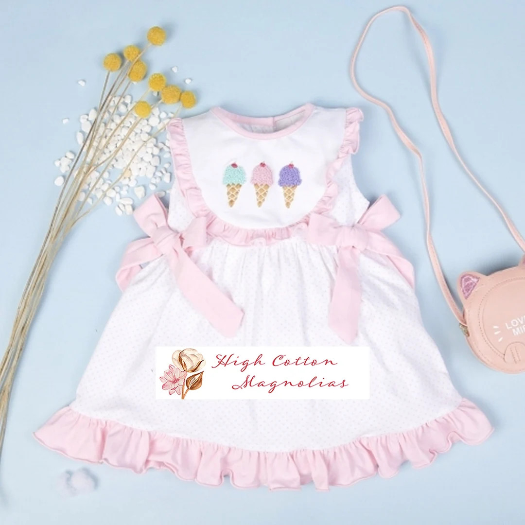 ICE CREAM TREAT Hand-Smocked French Knot Baby Girl Dress | Baby Dress | Toddler Dress | Girl Baby... | Etsy (US)
