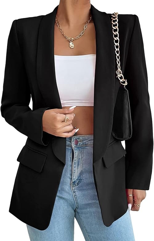 Womens Casual Blazers Open Front Long Sleeve Fashion Suit Jacket Work Office Suit 2025 Spring Fal... | Amazon (US)