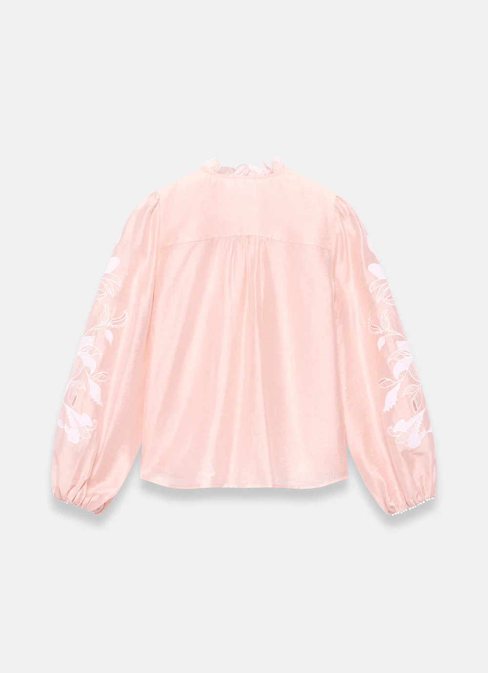 Pink Embroidered Scallop Trim Blouse | Mint Velvet