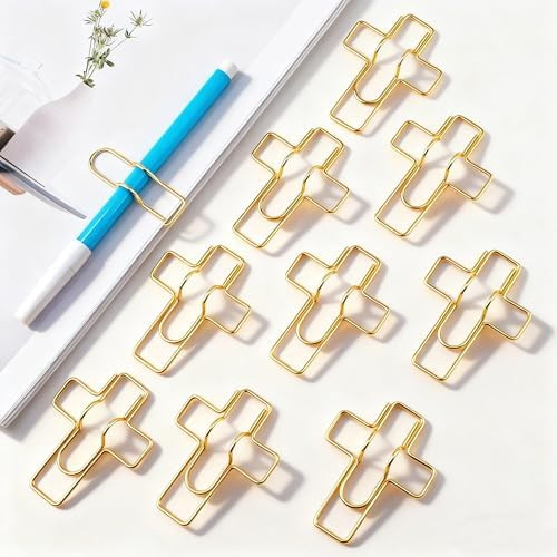 10-Pack Cross Paperclip Pen Holder - 2.8-Inch Jumbo Cross Paper Clips Pen Holdes Gold - Stylish a... | Amazon (US)