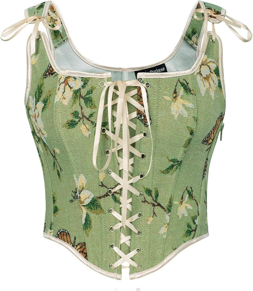 SCARLET DARKNESS Women's Floral Corset Top Cottagecore Vest Overbust Bustier Lace-up Vintage Medi... | Amazon (UK)