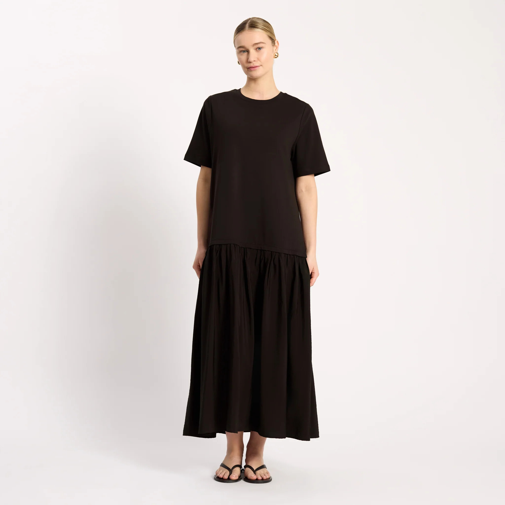 Chocolate Boxy T Mixed Dress | Albaray