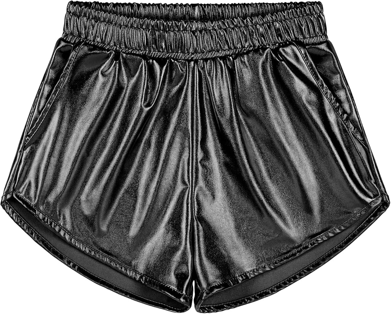 BOOPH Girls Metallic Shorts Sparkle Dance Outfits Shiny Hot Pants Athletic Shorts for Girls | Amazon (US)