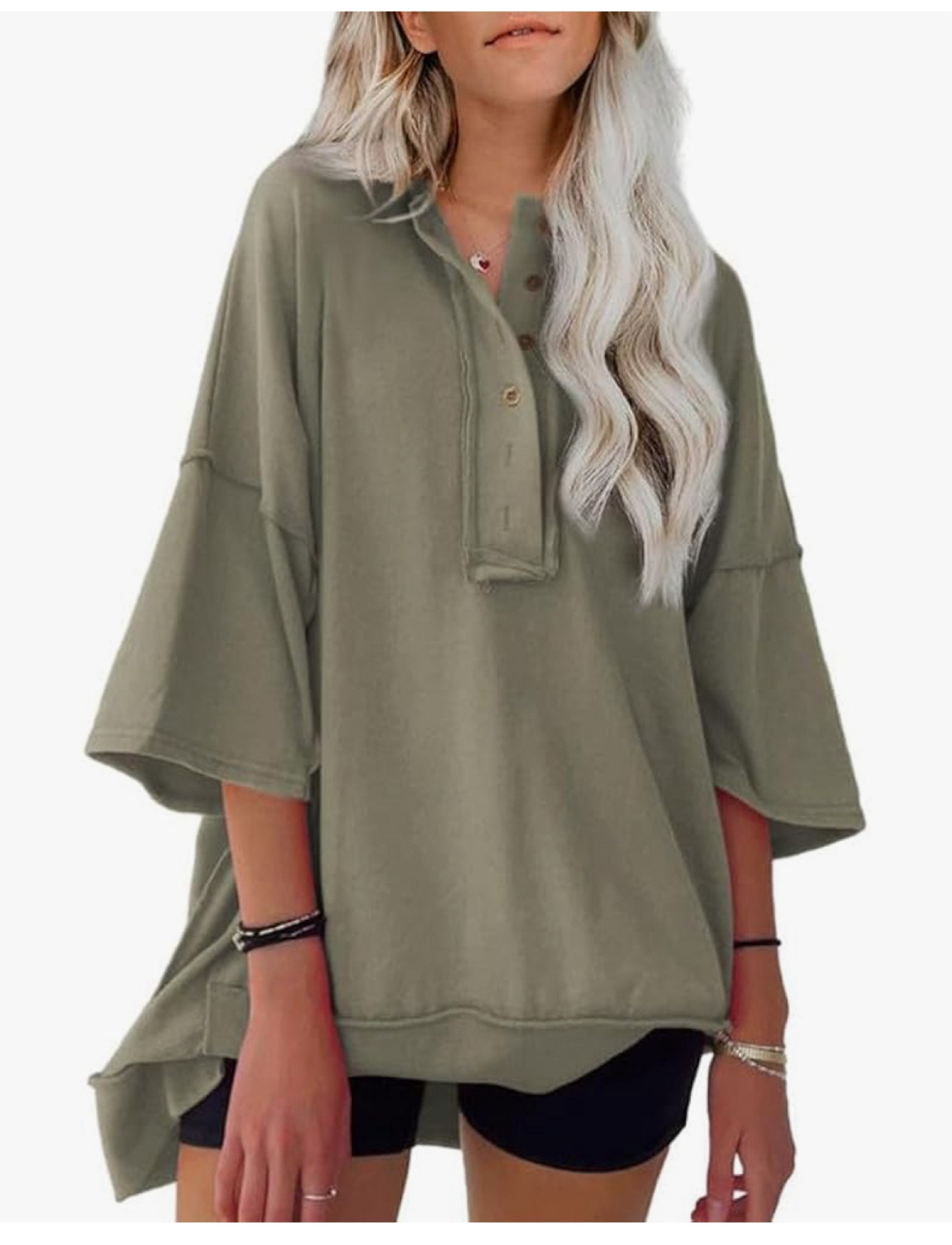 It’s giving Free People dupe 🤌
Under 25, the perfect transition piece for running kids around. Olive green & lose fitting 

#LTKActive #LTKFallSale #LTKSeasonal