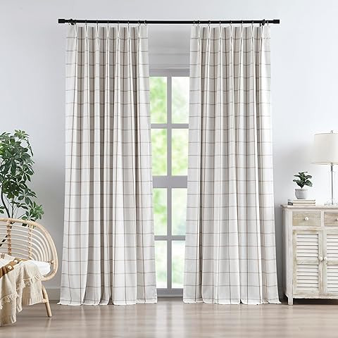 Amazon.com: Elrene Home Fashions Brighton Windowpane Plaid Blackout Window Curtain, Living Room a... | Amazon (US)