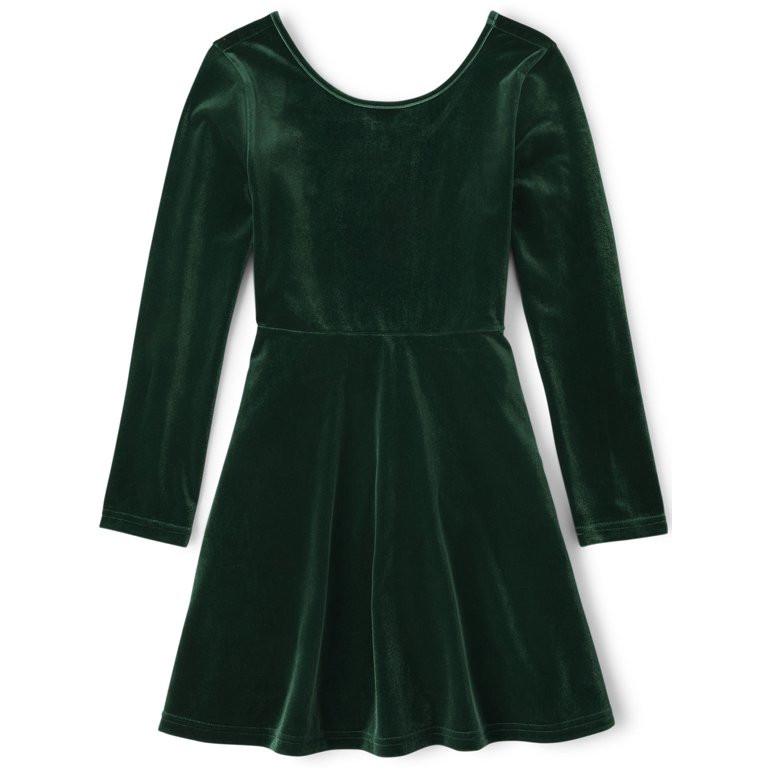 The Children's Place Girls Solid Velour Dress, Sizes XS-XXL - Walmart.com | Walmart (US)