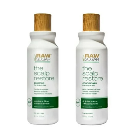 Raw Sugar Scalp Restore Shampoo and Conditioner Set Jojoba + Aloe + Niacinamide 18 fl oz | Walmart (US)