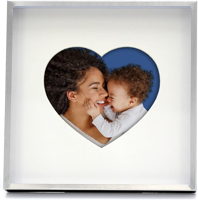 MIMOSA MOMENTS 6x6 Minimalist Silver Metal Picture Frame with Mat for Heart-shaped Photo, Shadowb... | Amazon (CA)