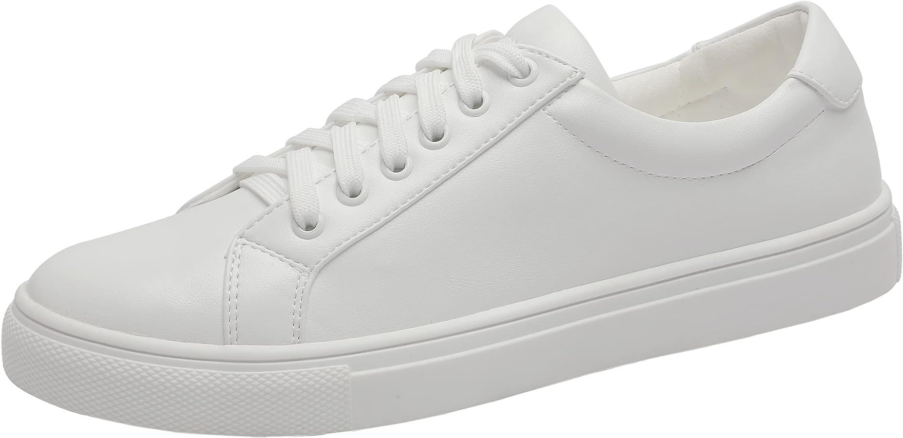YZ Classic White Sneakers for Women PU Leather Tennis Shoes Low Top Casual Shoes | Amazon (US)